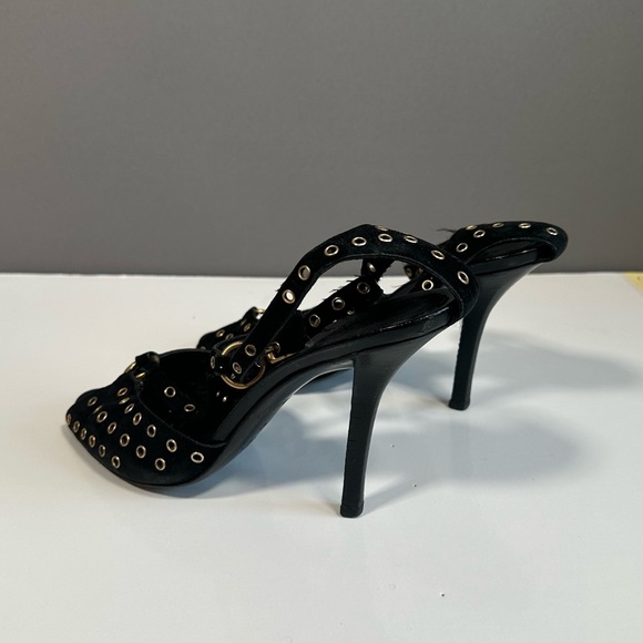 Gucci Black High-Heeled Mules with Studded Straps - Picture 5 of 10